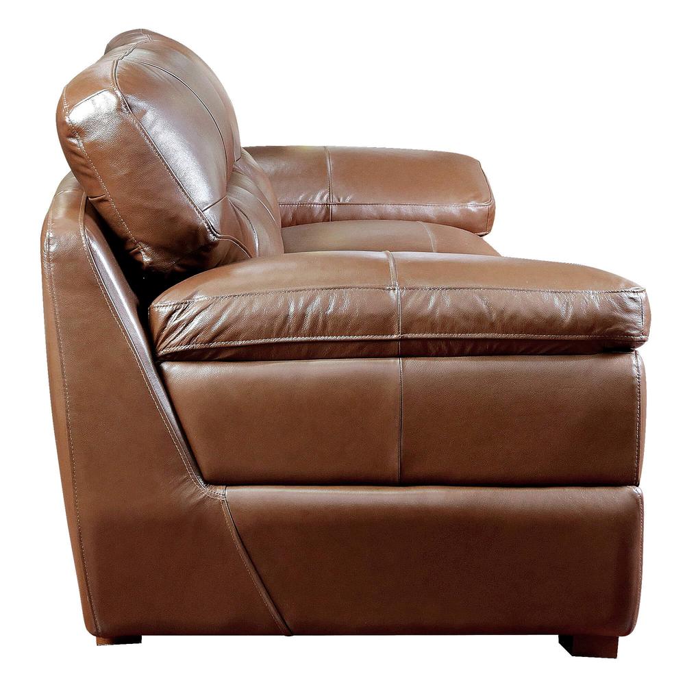 Sunset Trading Jayson 89" Wide Top Grain Leather Sofa | Chestnut Brown. Picture 2