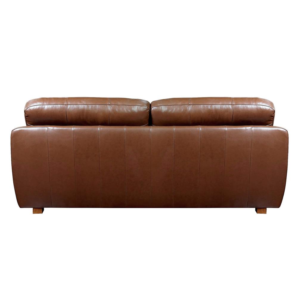 Sunset Trading Jayson 89" Wide Top Grain Leather Sofa | Chestnut Brown. Picture 3