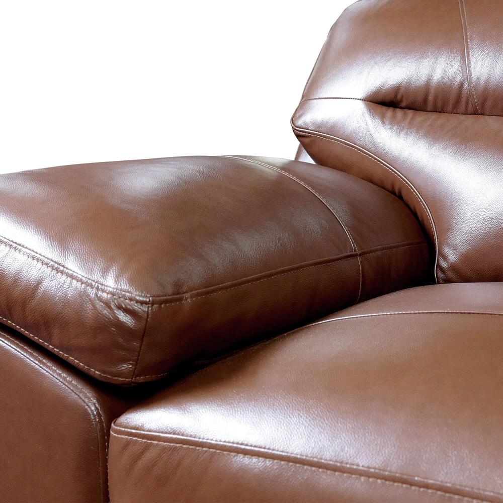 Sunset Trading Jayson 89" Wide Top Grain Leather Sofa | Chestnut Brown. Picture 6