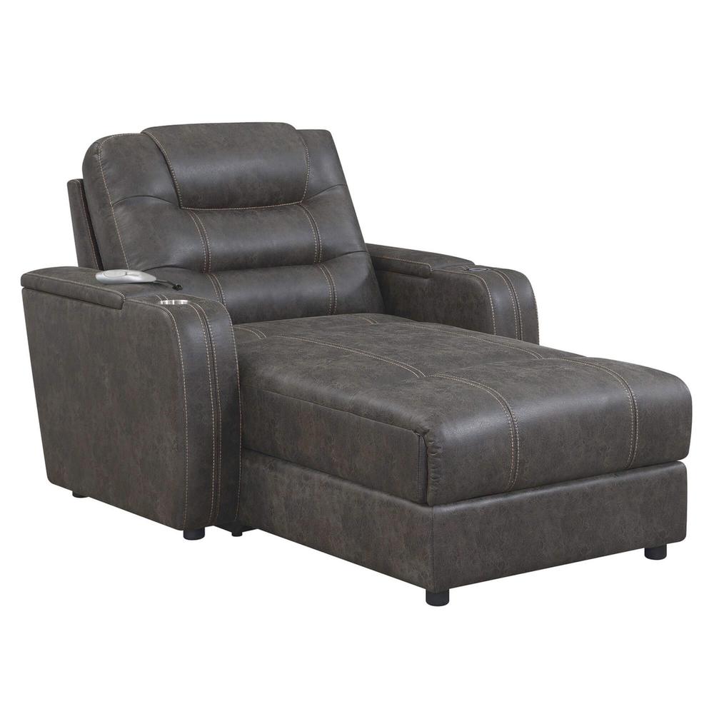Power Reclining Chaise Lounge Chair with Arms. Picture 7