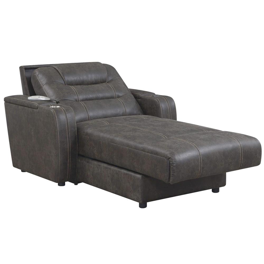 Power Reclining Chaise Lounge Chair with Arms. Picture 4