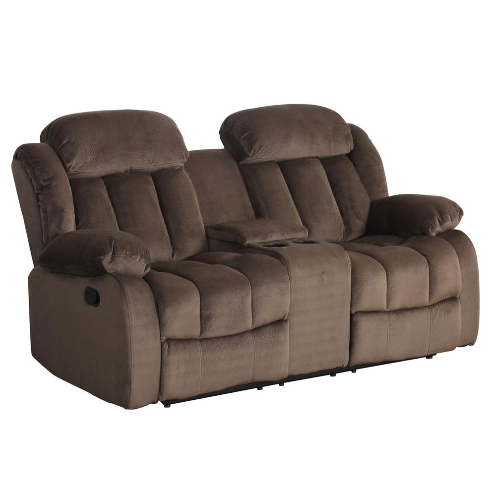 Teddy Bear Reclining Loveseat with Console Storage, Cupholders. Picture 5