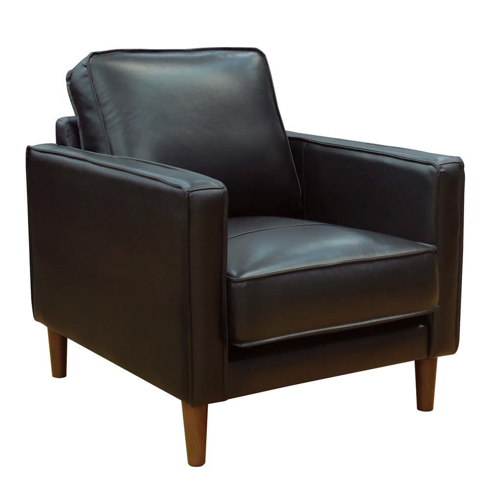 Prelude 32" Wide Black Top Grain Leather Armchair. Picture 6