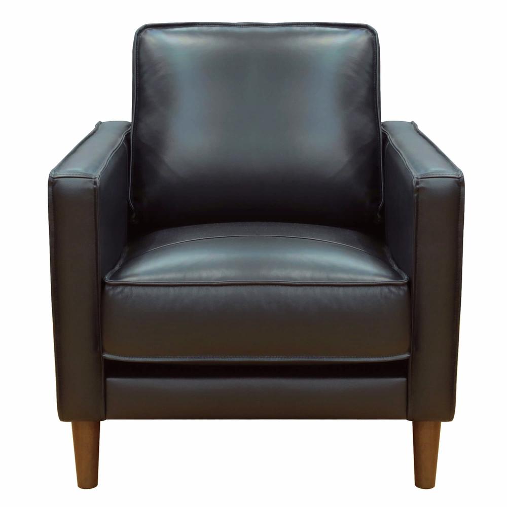 Prelude 32" Wide Black Top Grain Leather Armchair. Picture 2