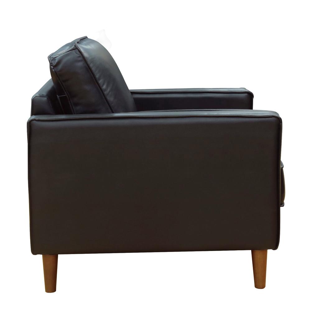 Prelude 32" Wide Black Top Grain Leather Armchair. Picture 3