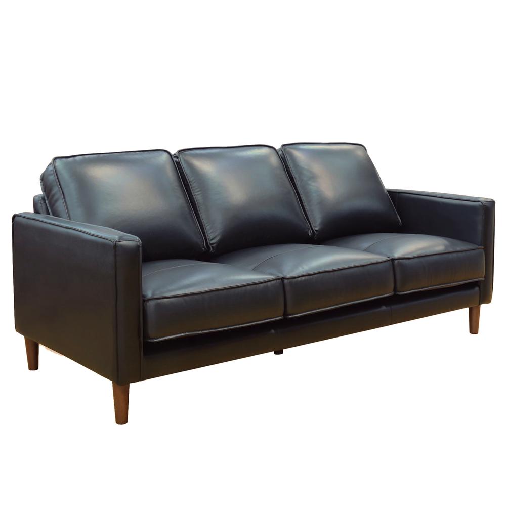 Prelude 79" Wide Black Top Grain Leather Sofa. Picture 1