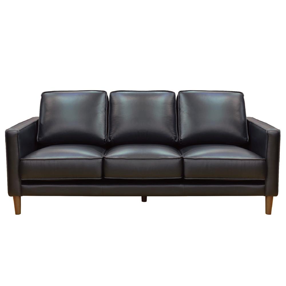 Prelude 79" Wide Black Top Grain Leather Sofa. Picture 3