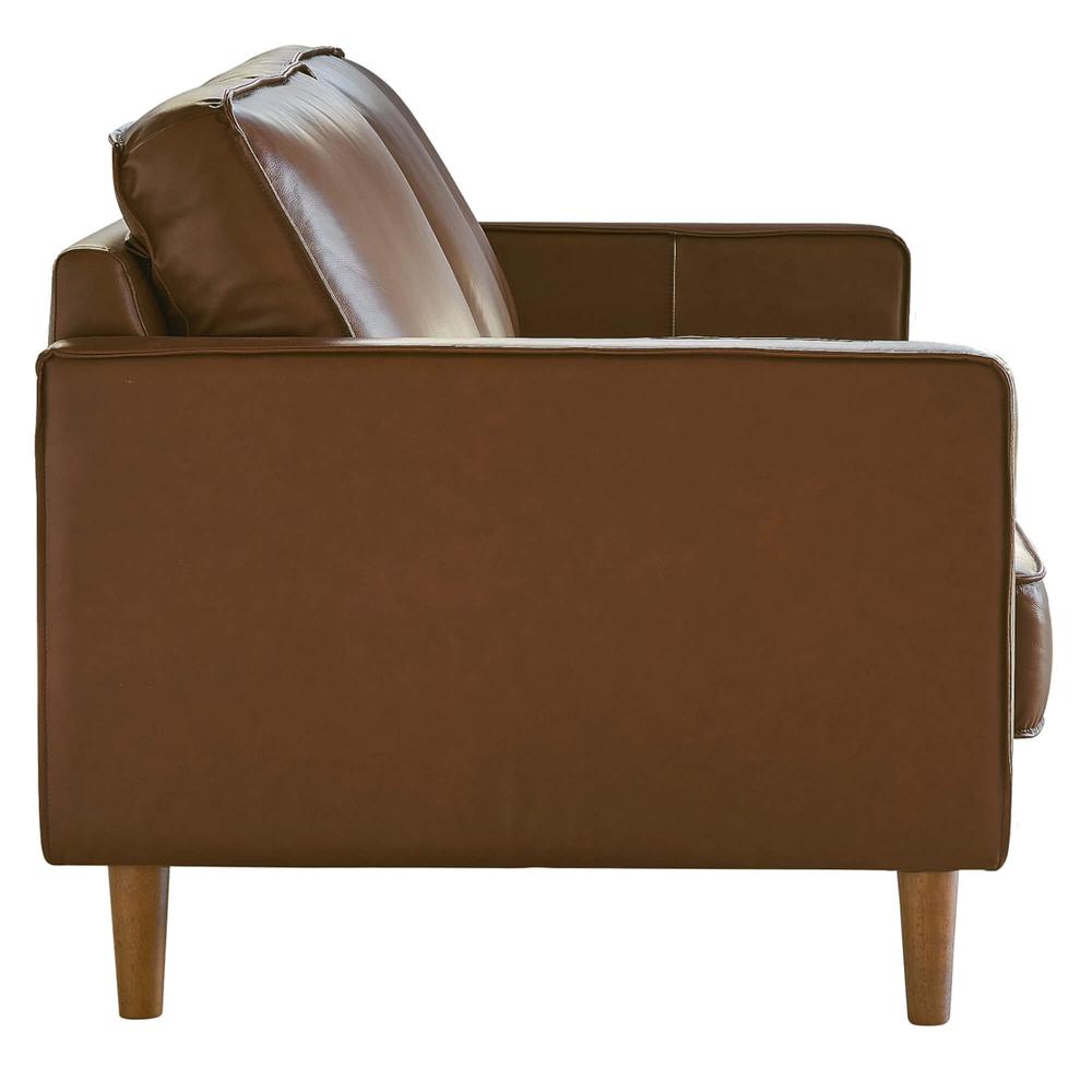 Sunset Trading Prelude 79" Wide Top Grain Leather Sofa | Chestnut Brown | Mid Century Modern 3 Seater Couch. Picture 3