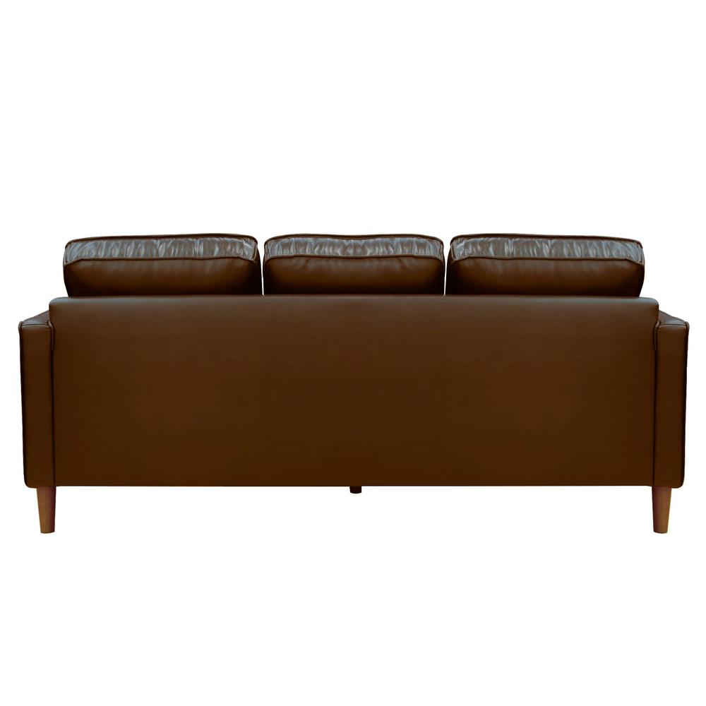 Sunset Trading Prelude 79" Wide Top Grain Leather Sofa | Chestnut Brown | Mid Century Modern 3 Seater Couch. Picture 7