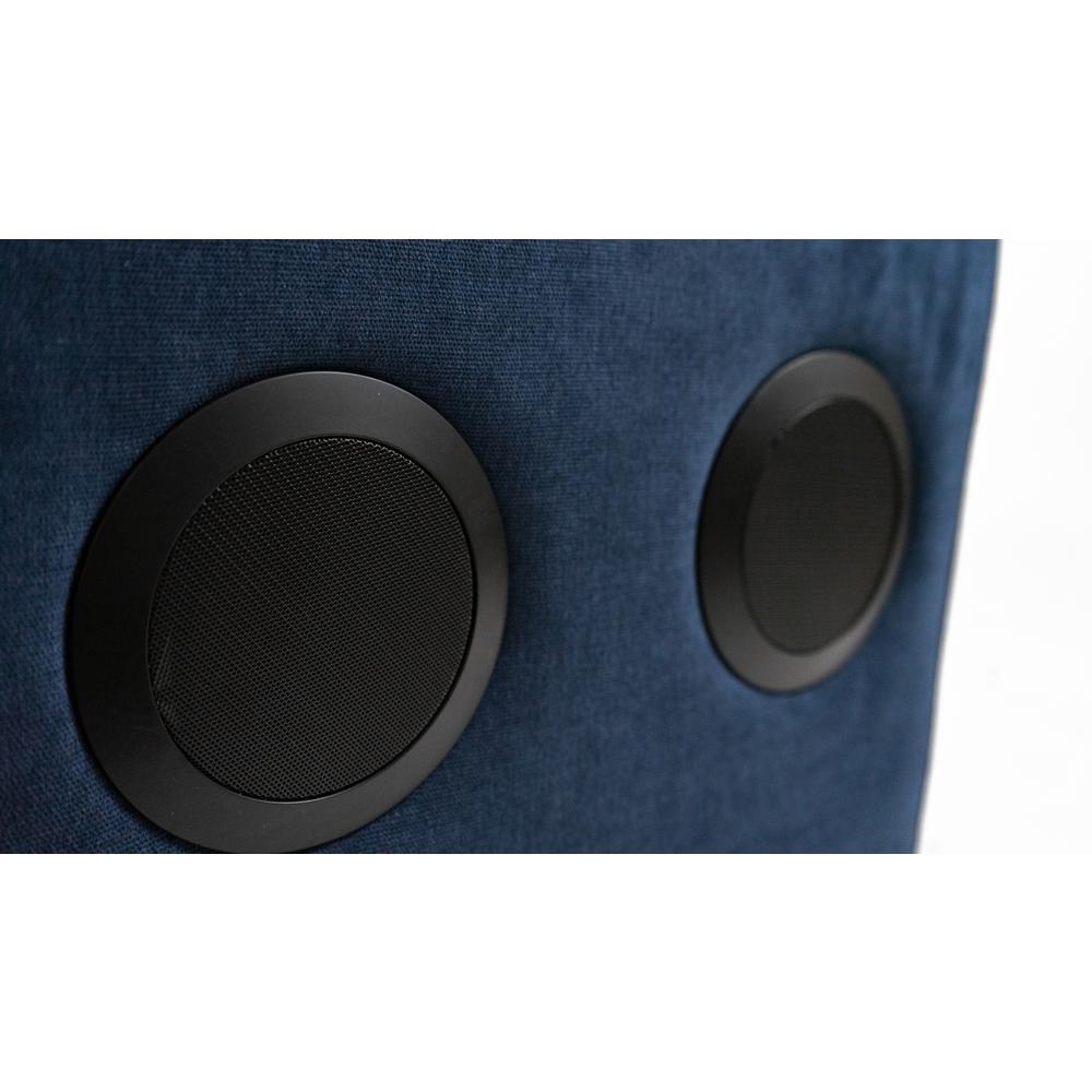 Sunset Trading Pixie Speaker Console | Modular Voice Bluetooth USB Outlets Storage Cupholders | Navy Fabric. Picture 4