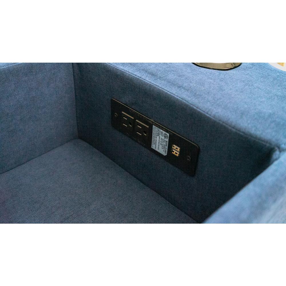 Sunset Trading Pixie Speaker Console | Modular Voice Bluetooth USB Outlets Storage Cupholders | Navy Fabric. Picture 5