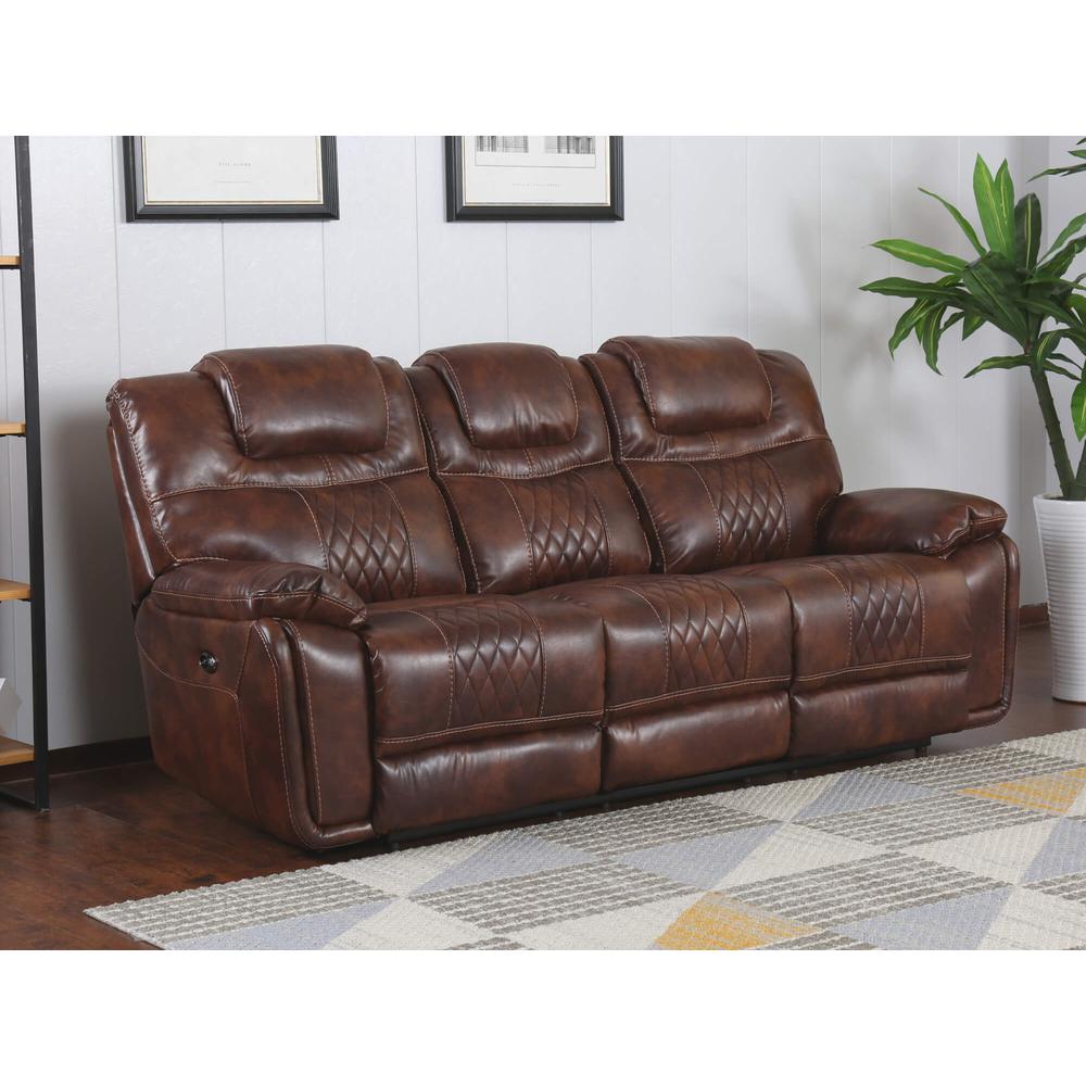 Sunset Trading Diamond Power Dual Reclining Sofa |Brown Leather Gel. The main picture.