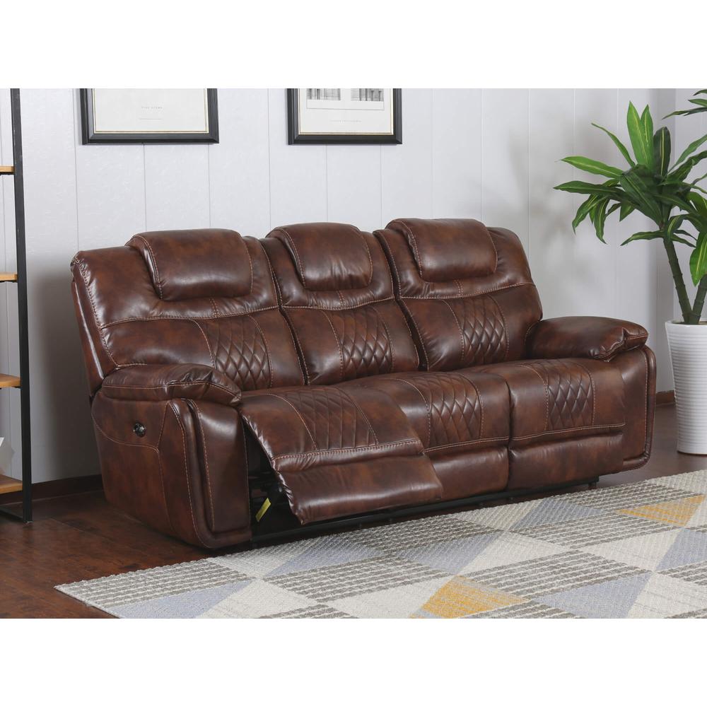 Sunset Trading Diamond Power Dual Reclining Sofa |Brown Leather Gel. Picture 2