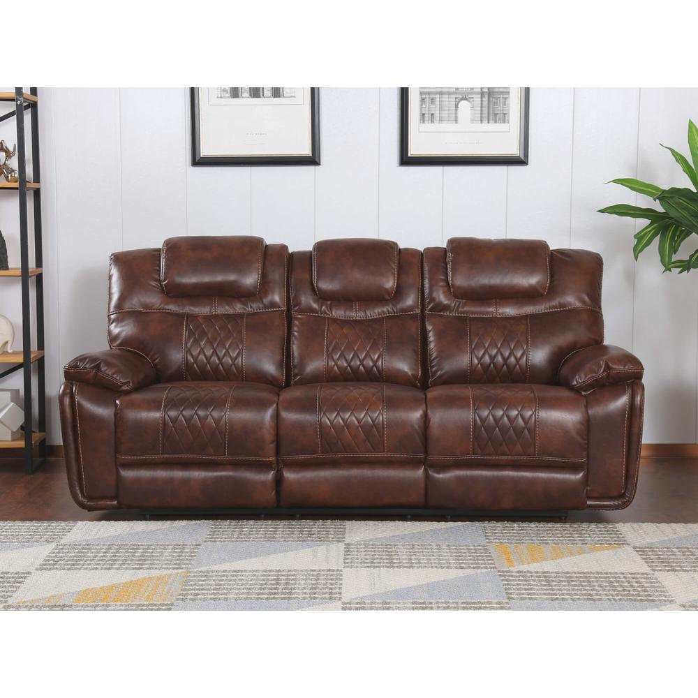 Sunset Trading Diamond Power Dual Reclining Sofa |Brown Leather Gel. Picture 4