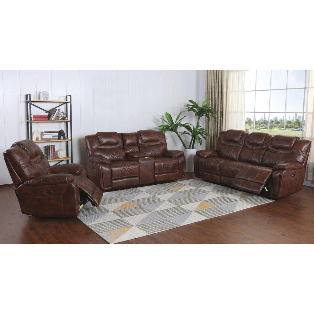 Sunset Trading Diamond Power Dual Reclining Sofa |Brown Leather Gel. Picture 5