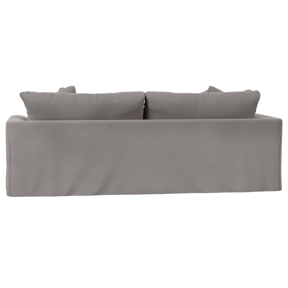 Sunset Trading Newport Slipcovered Recessed Fin Arm 94" Sofa | Stain Resistant Performance Fabric | 4 Throw Pillows | Gray. Picture 2