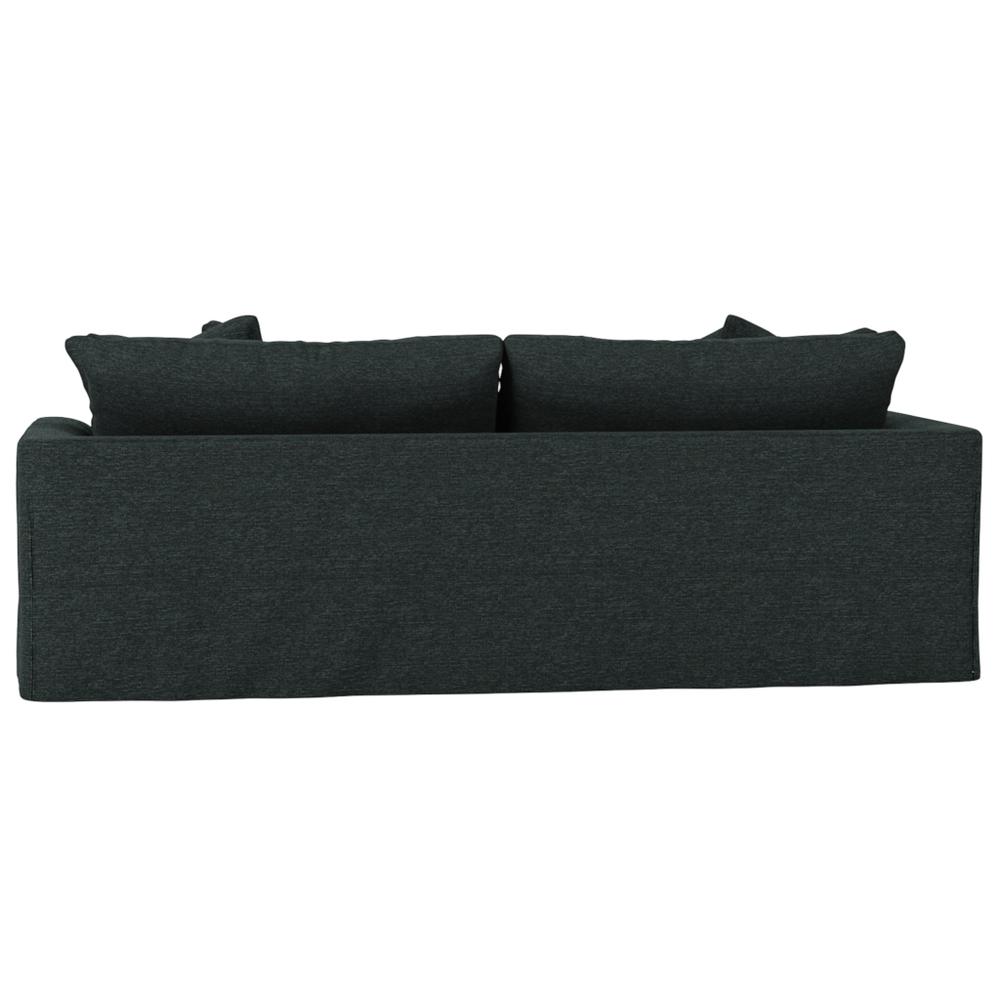 Sunset Trading Newport Slipcovered Recessed Fin Arm 94" Sofa | Stain Resistant Performance Fabric | 4 Throw Pillows | Dark Gray. Picture 2