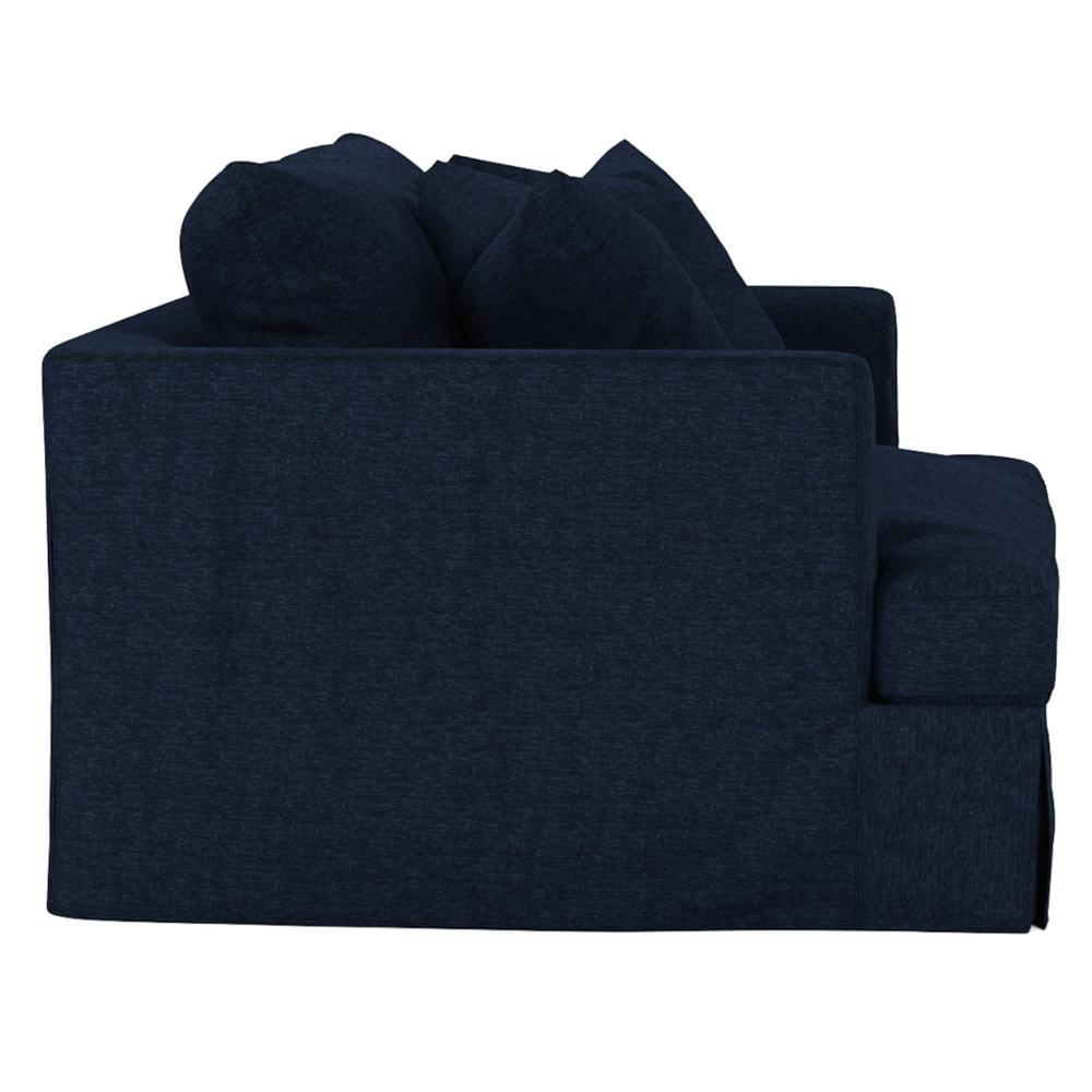 Sunset Trading Newport Slipcovered 52" Wide Chair and A Half | Stain Resistant Performance Fabric | 2 Throw Pillows | Navy Blue. Picture 3