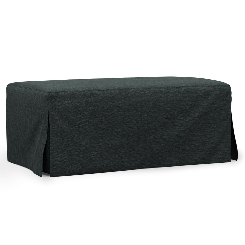 Sunset Trading Newport Slipcover Only for 44" Wide Ottoman | Stain Resistant Performance Fabric | Dark Gray. Picture 3