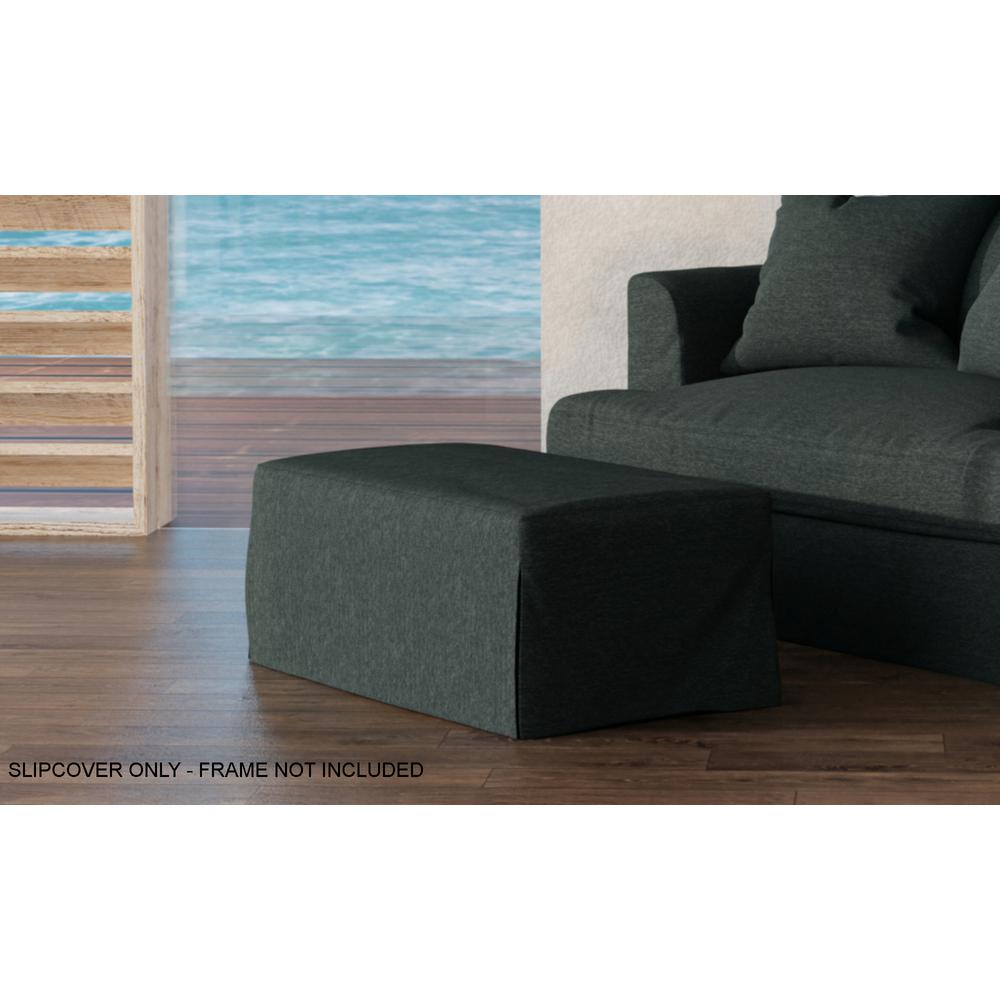 Sunset Trading Newport Slipcover Only for 44" Wide Ottoman | Stain Resistant Performance Fabric | Dark Gray. The main picture.