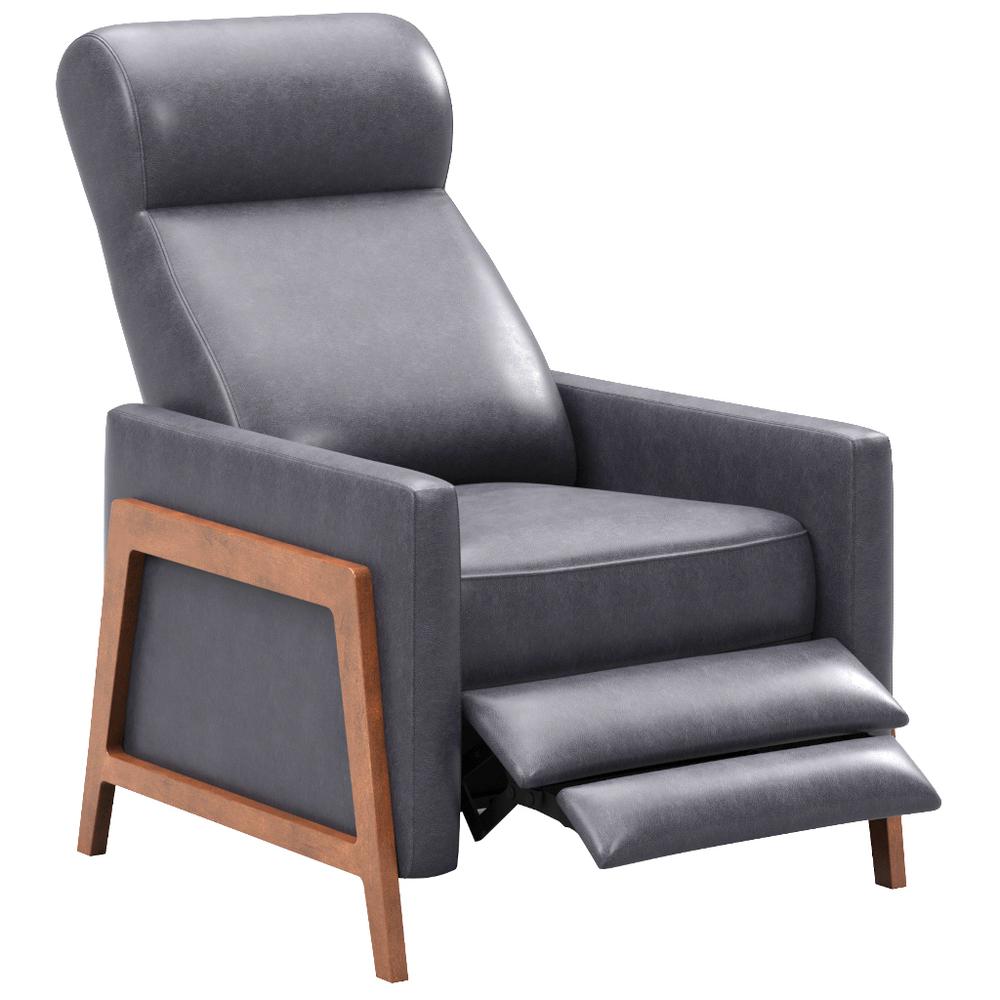 Sunset Trading Edge Pushback Leather Recliner | Manual Reclining Chair | Thin Track Arms | Gray. The main picture.