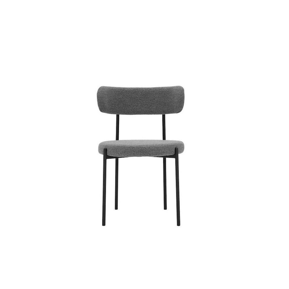 Lena Dining Chair Black with Light Grey Boucle (Set of 2). Picture 1