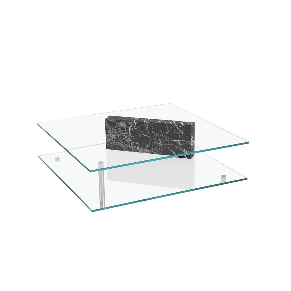 Brick Square Coffee Table with Rectangle Black Marble Brick. Picture 1