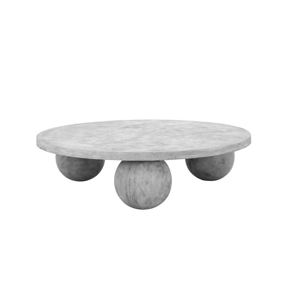 Dani Round Coffee Table Large In Light Grey Concrete. Picture 1