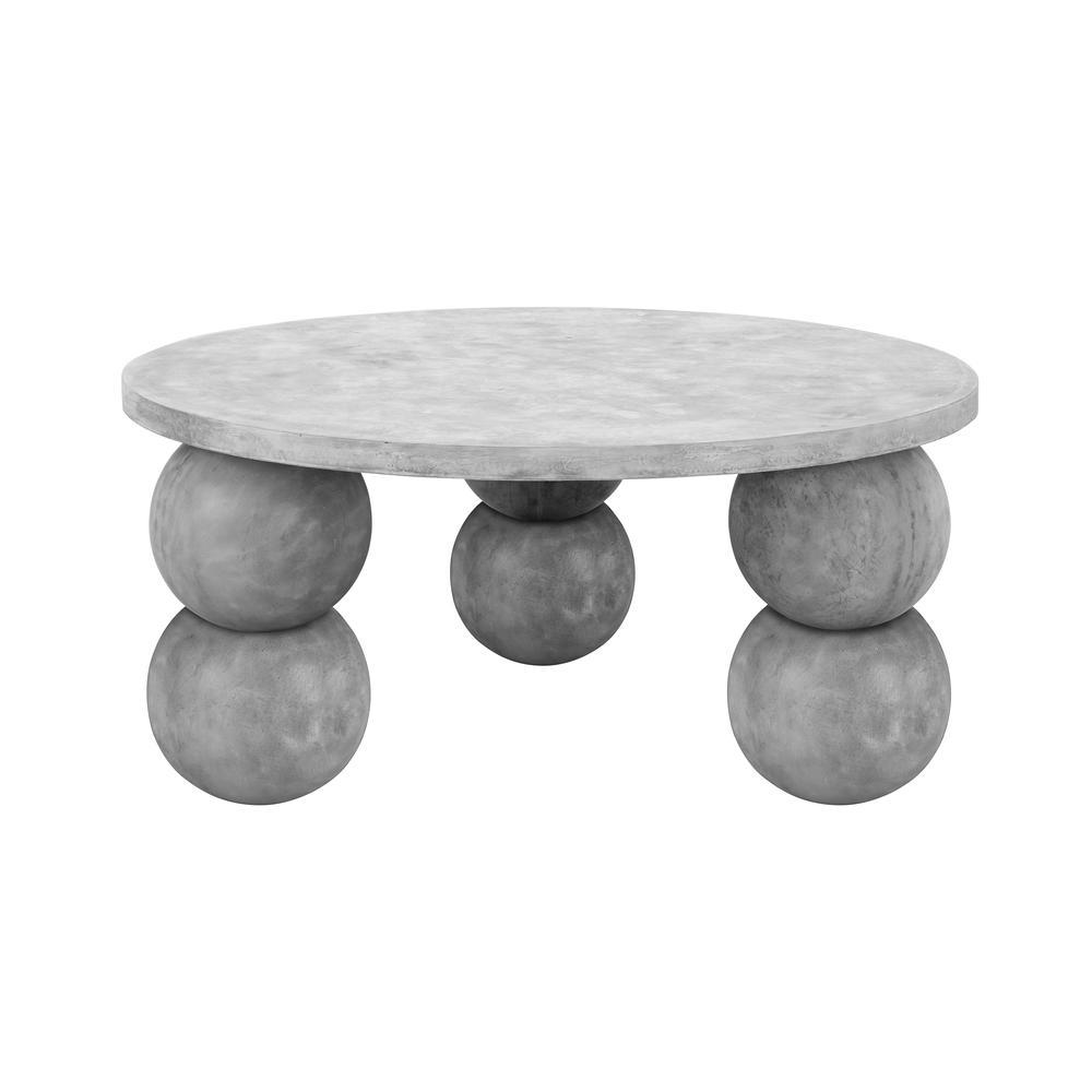 Dani Round Entryway Table Large in Light Grey Concrete. Picture 1