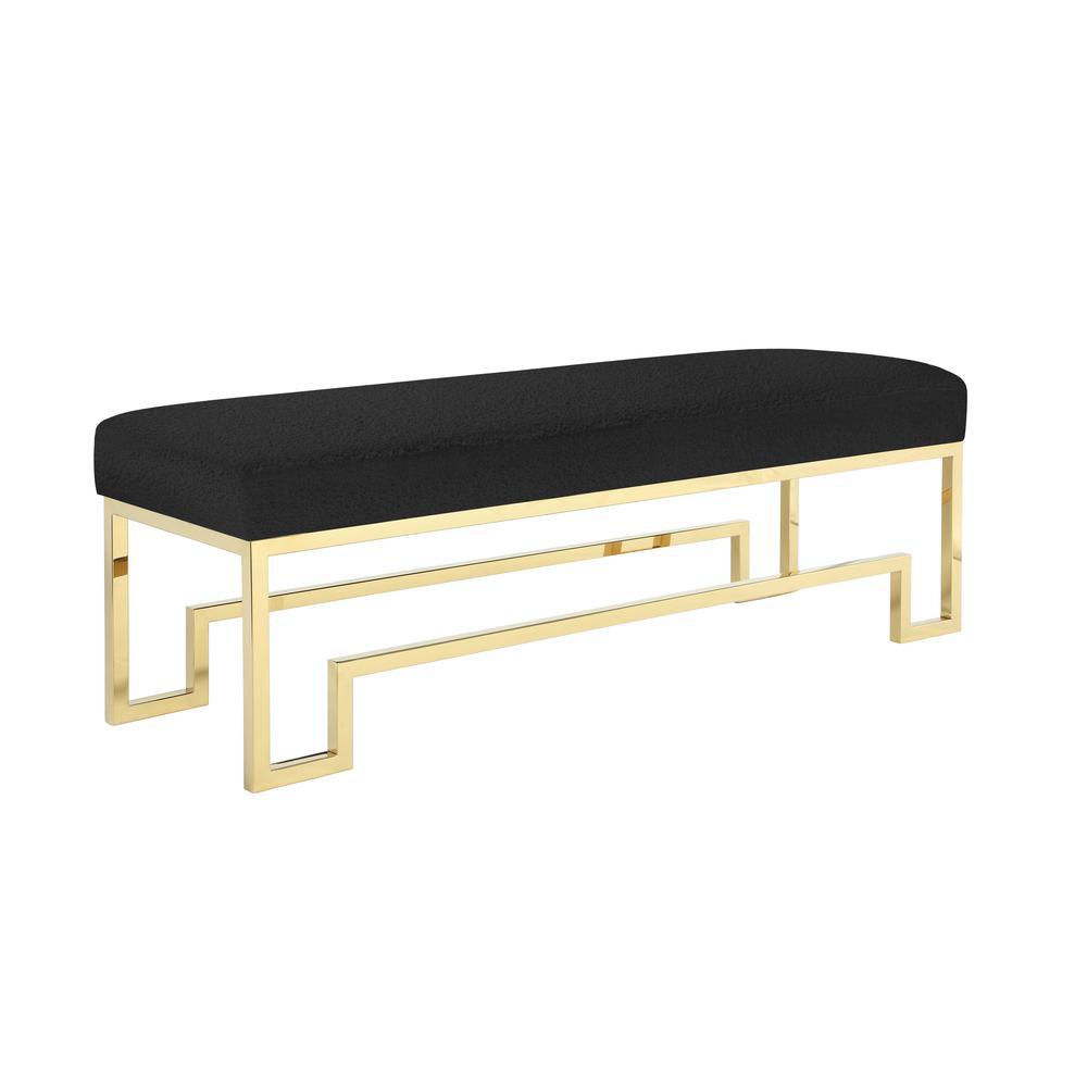 Laurence Bench in High Polish Gold and Black Boucle. Picture 1