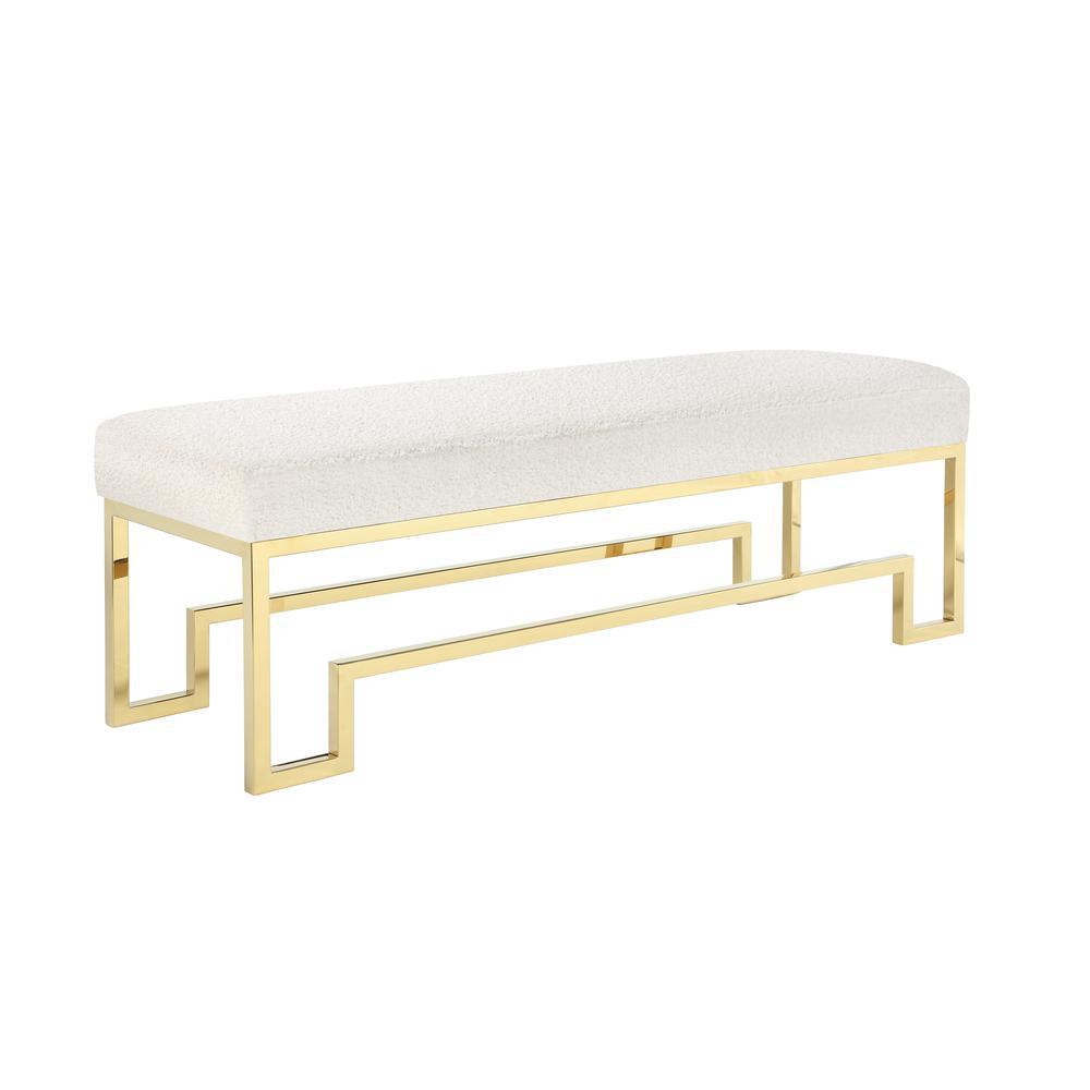 Laurence Bench in High Polish Gold and Ivory Boucle. Picture 1