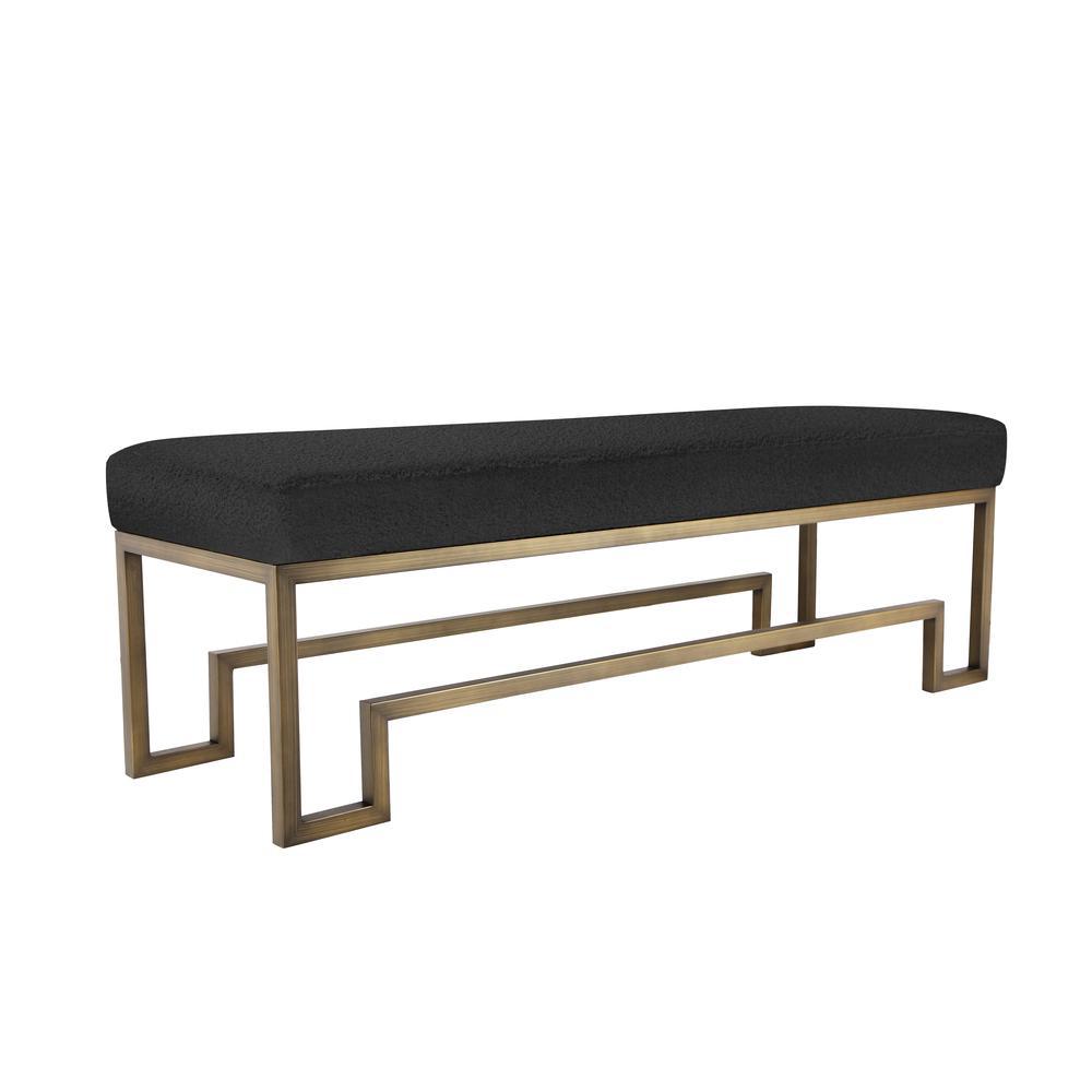 Laurence Bench in Brushed Brass and Black Boucle. Picture 1