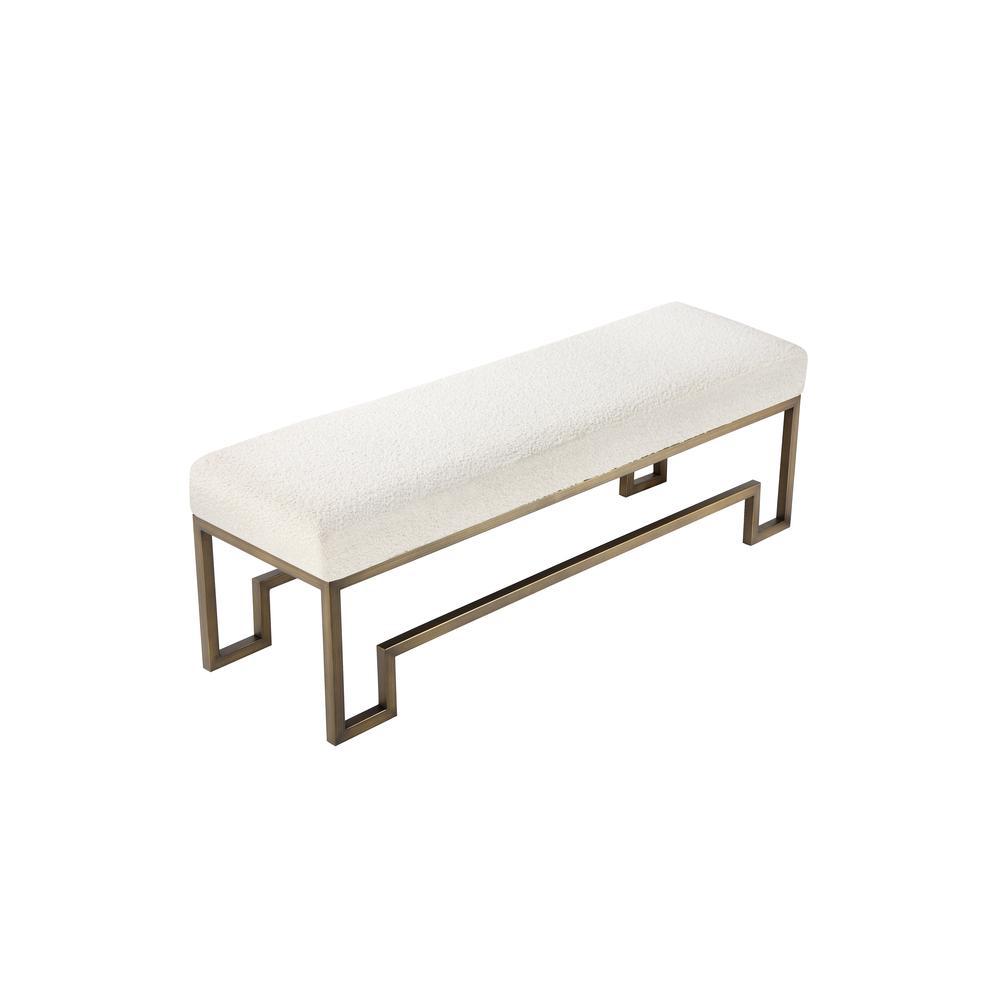 Laurence Bench in Brushed Brass and Ivory Boucle. Picture 1