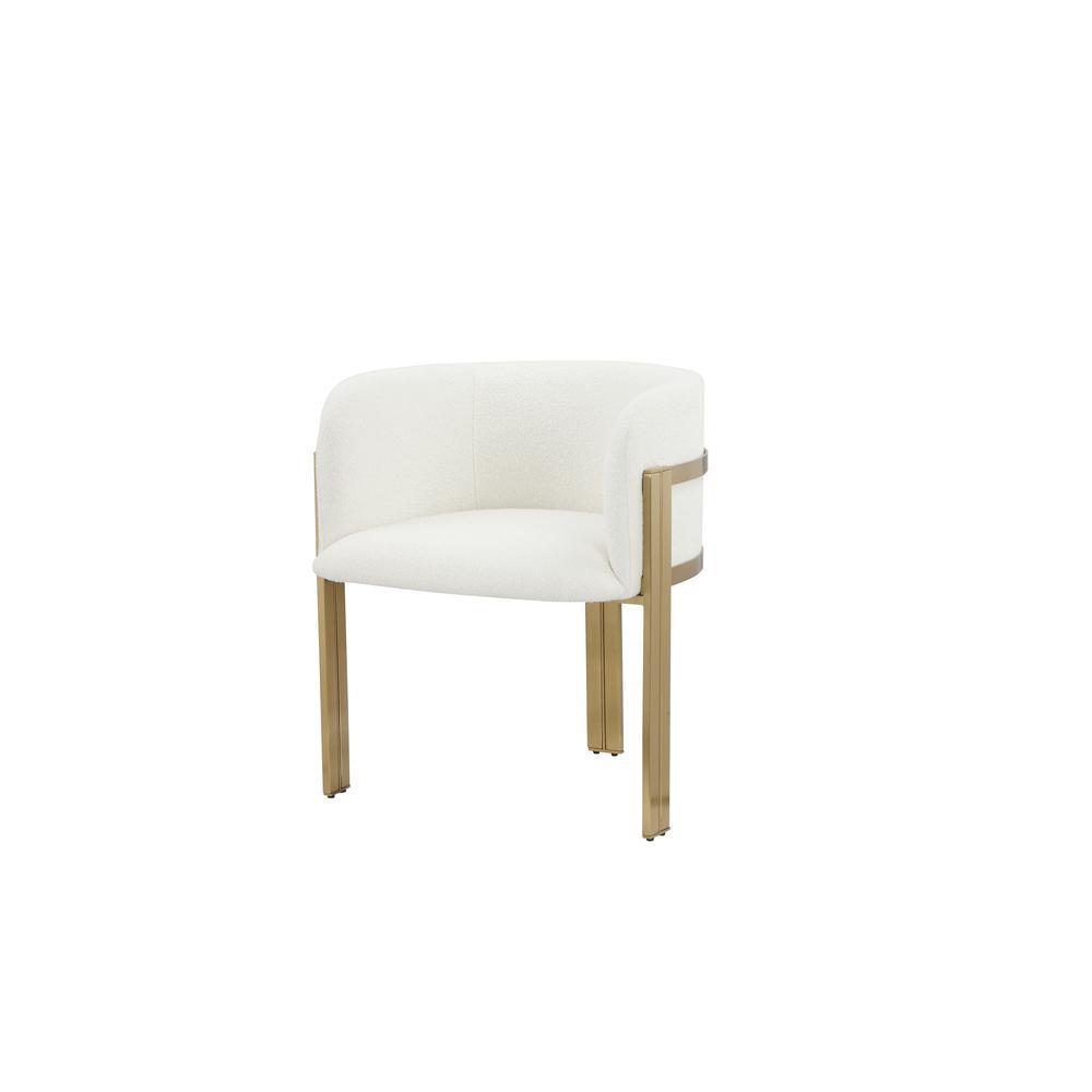 Mort Dining Chair in Brushed Gold and Ivory Boucle. Picture 1
