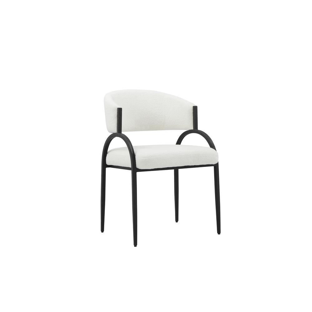 Sansa Dining Chair in Black and Ivory Boucle. Picture 1