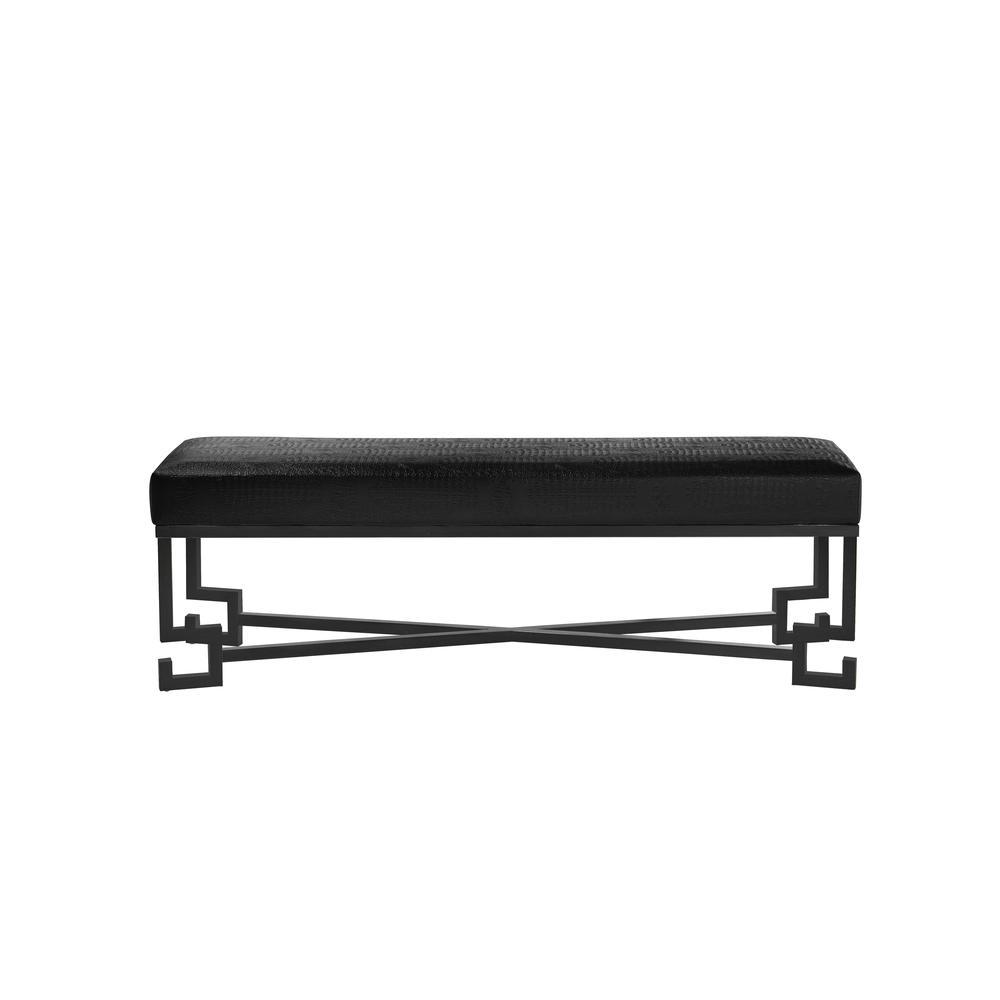 Sophia Bench in Matte Black and Faux Black Gator. Picture 1