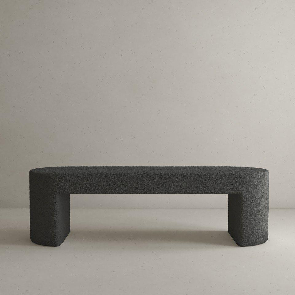 Makayla Bench in Black Boucle. Picture 1