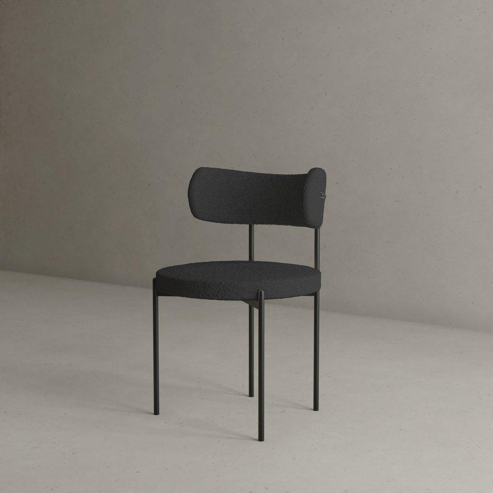 Lena Dining Chair Black with Black Boucle (Set of 2). Picture 1