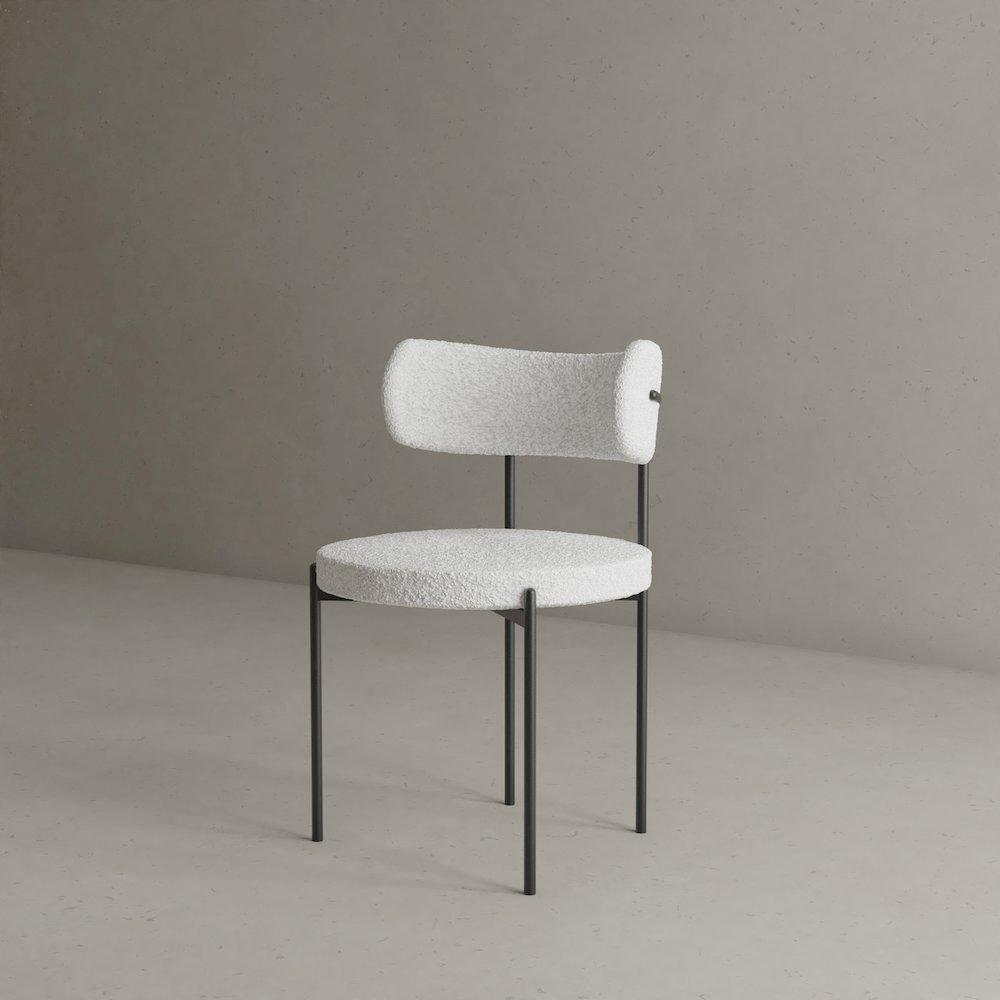 Lena Dining Chair Black with Ivory Boucle (Set of 2). Picture 1