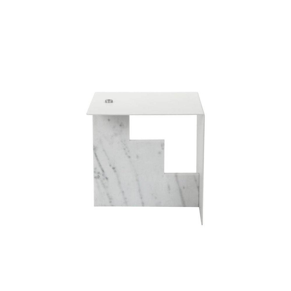 Rise side table in white and steel. Picture 1