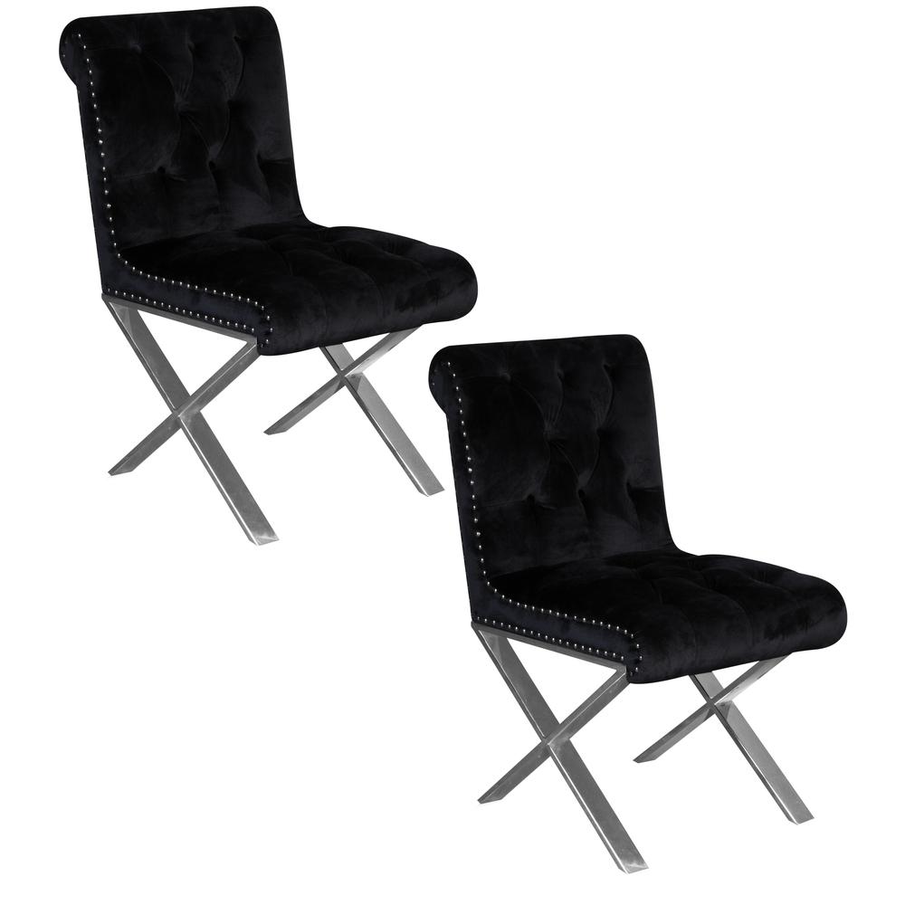 Foy Dining Chair Silver Black (Set of 2). Picture 5