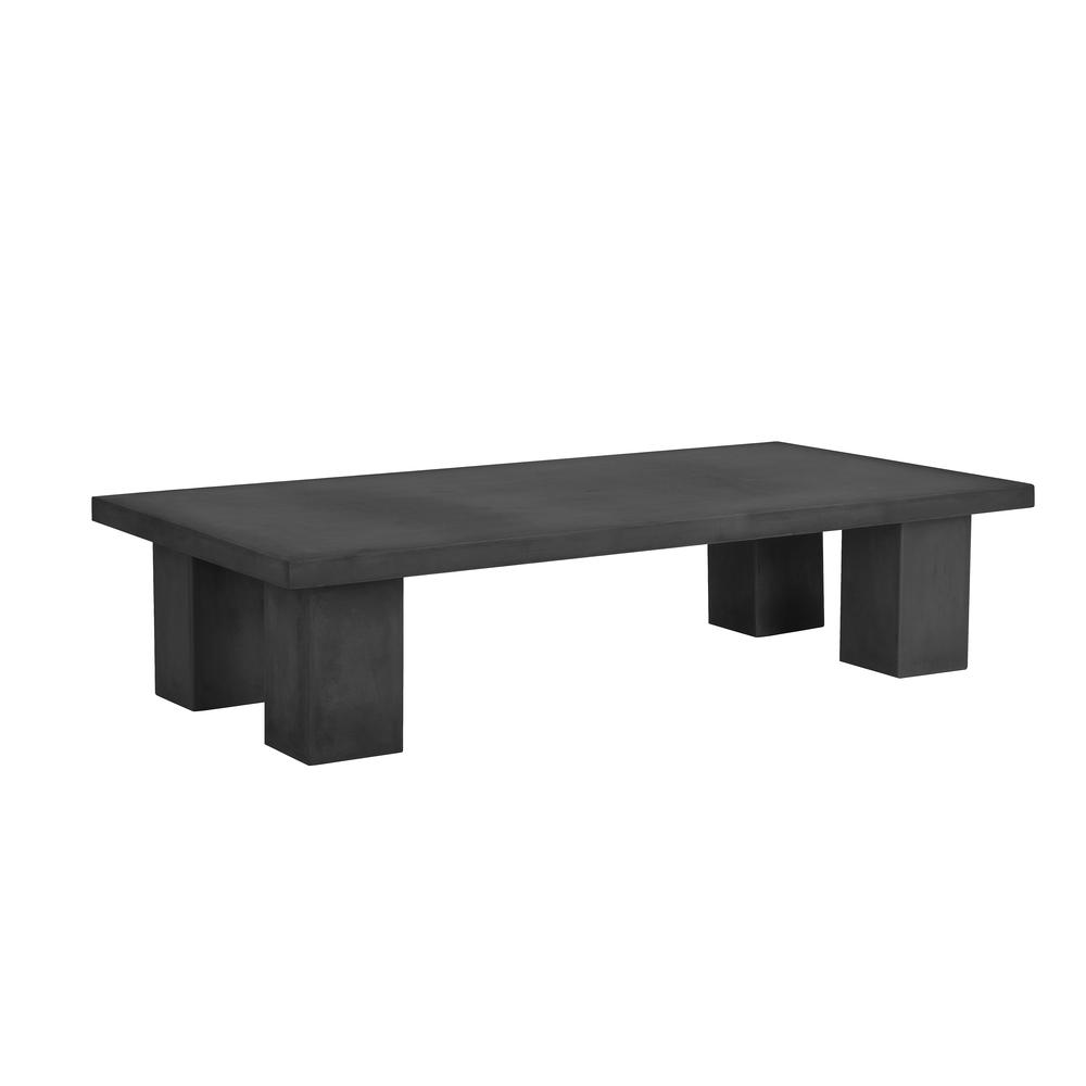 Ella Rectangle Coffee Table Large In Light Gray Concrete. Picture 1