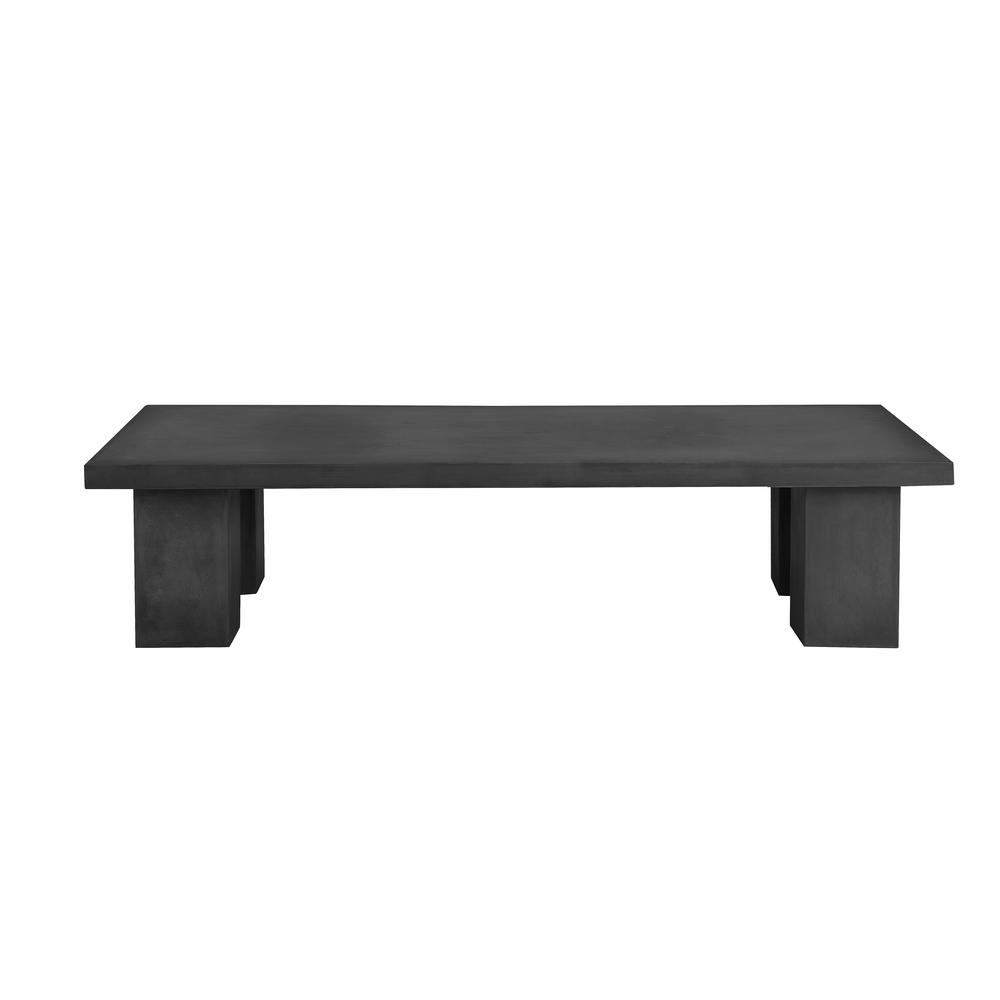 Ella Rectangle Coffee Table Large In Light Gray Concrete. Picture 2