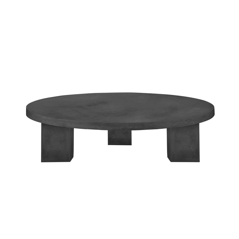 Ella Round Coffee Table Large In Light Gray Concrete. Picture 2