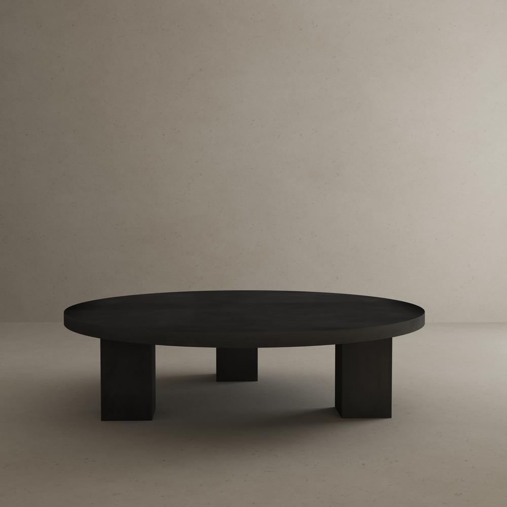 Ella Round Coffee Table Large In Light Gray Concrete. Picture 4