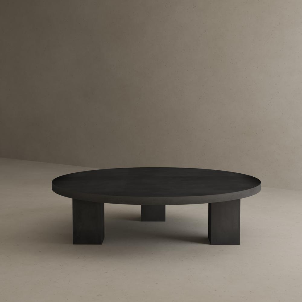 Ella Round Coffee Table Large In Light Gray Concrete. Picture 5