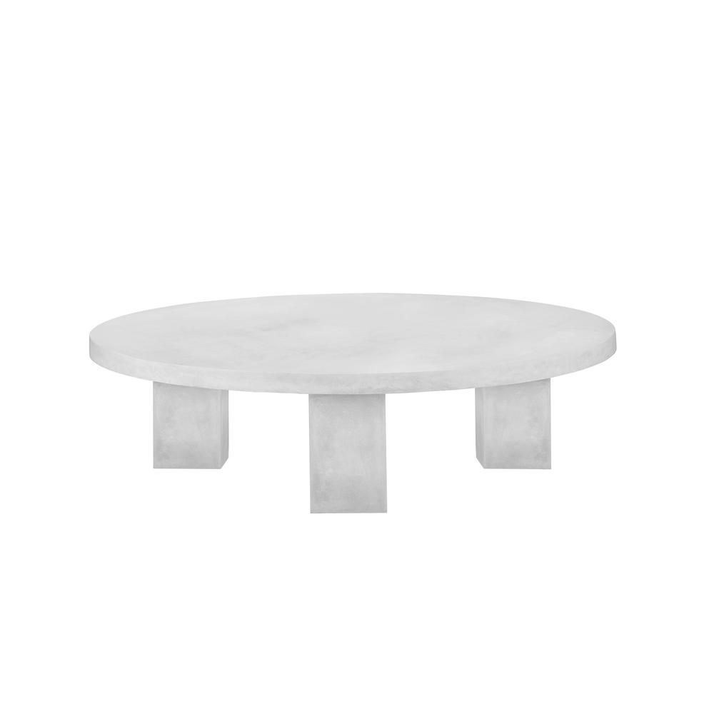 Ella Round Coffee Table Medium In Light Gray Concrete. Picture 1