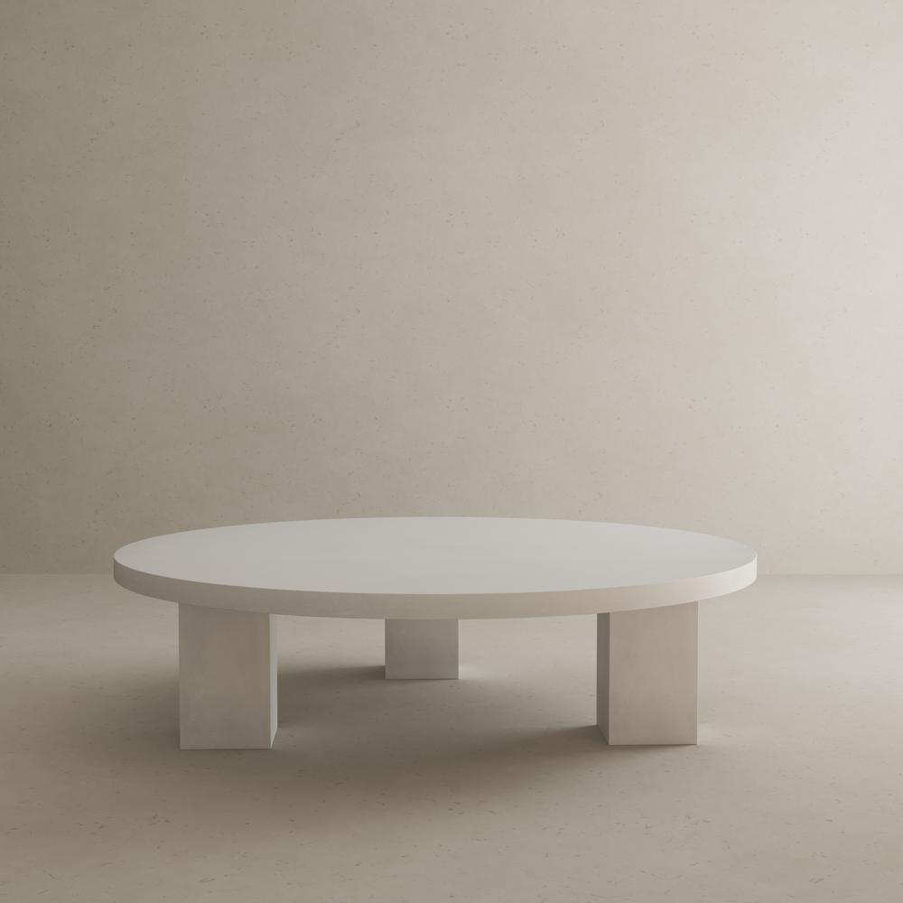 Ella Round Coffee Table Medium In Light Gray Concrete. Picture 5
