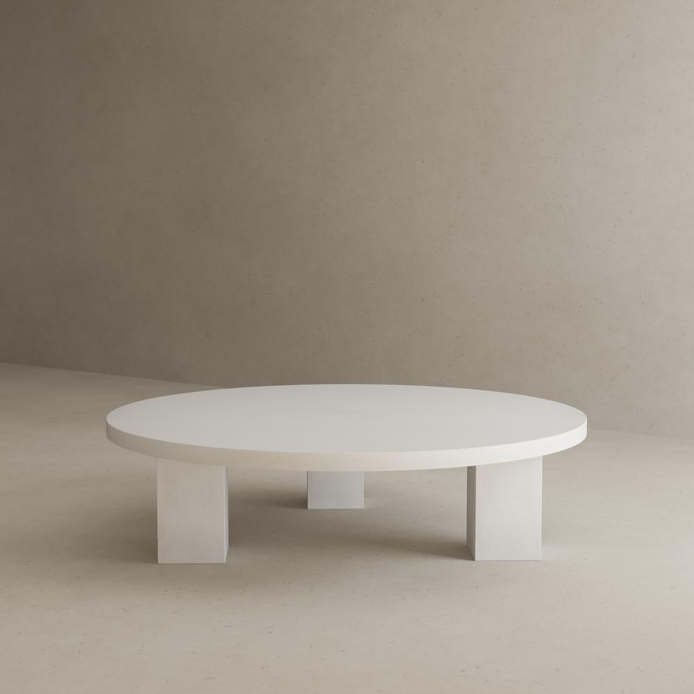 Ella Round Coffee Table Medium In Light Gray Concrete. Picture 4