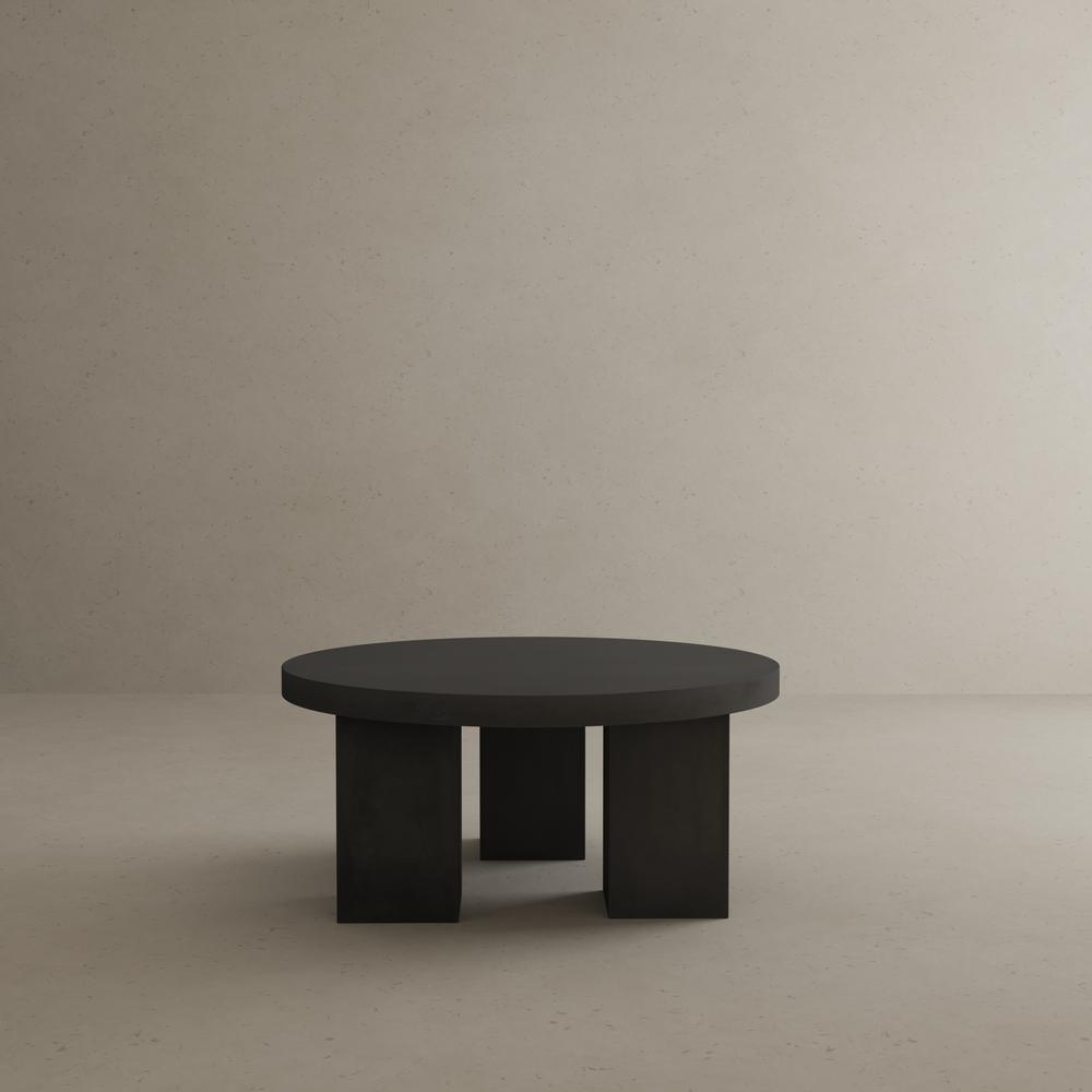 Ella Round Coffee Table Large in Black Concrete. Picture 4